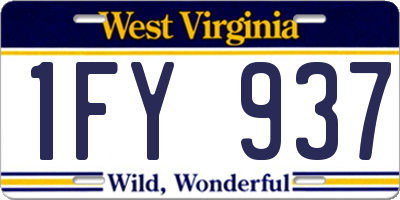 WV license plate 1FY937