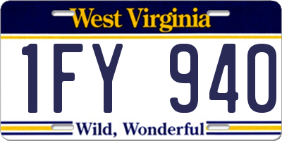 WV license plate 1FY940