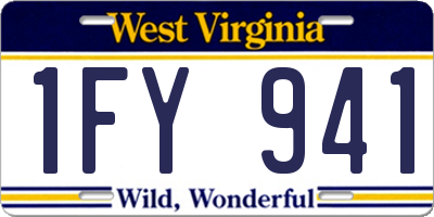 WV license plate 1FY941