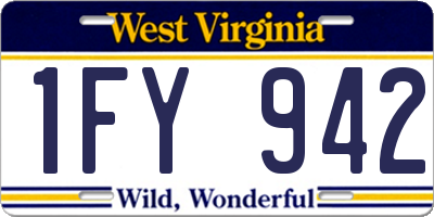 WV license plate 1FY942
