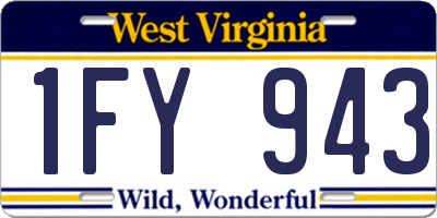 WV license plate 1FY943
