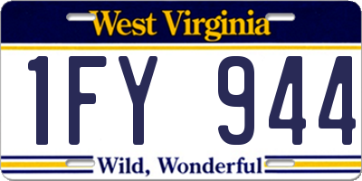 WV license plate 1FY944