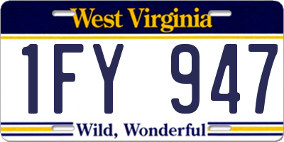 WV license plate 1FY947