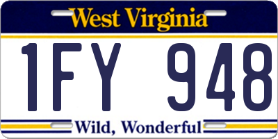 WV license plate 1FY948
