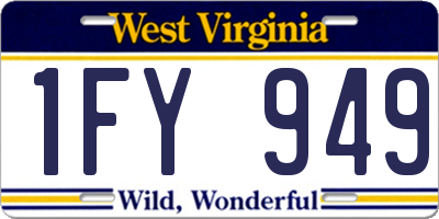 WV license plate 1FY949
