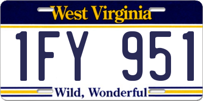 WV license plate 1FY951