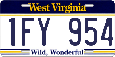 WV license plate 1FY954
