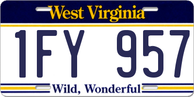WV license plate 1FY957
