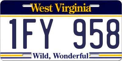 WV license plate 1FY958