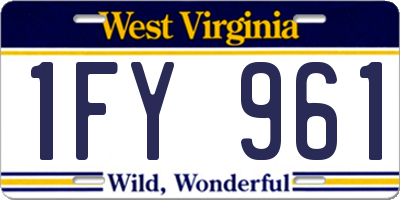 WV license plate 1FY961