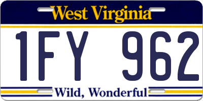 WV license plate 1FY962