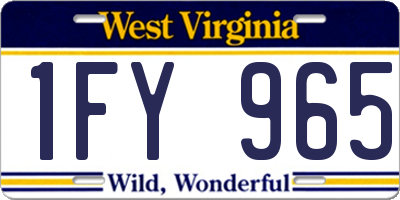 WV license plate 1FY965