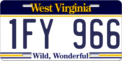 WV license plate 1FY966