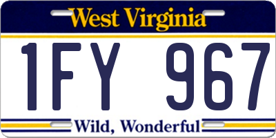 WV license plate 1FY967
