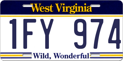 WV license plate 1FY974