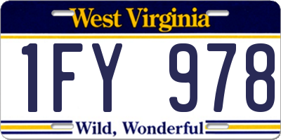 WV license plate 1FY978