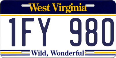 WV license plate 1FY980