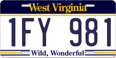 WV license plate 1FY981