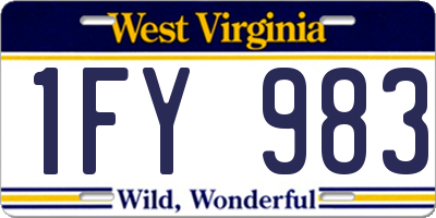 WV license plate 1FY983