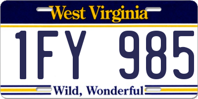 WV license plate 1FY985