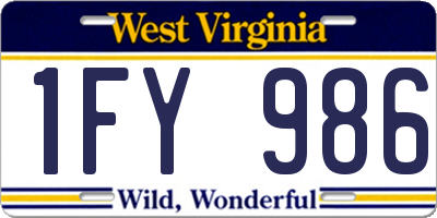 WV license plate 1FY986
