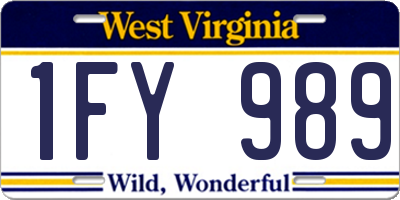WV license plate 1FY989