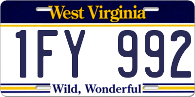 WV license plate 1FY992
