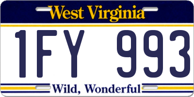 WV license plate 1FY993