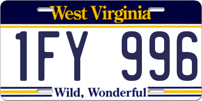 WV license plate 1FY996