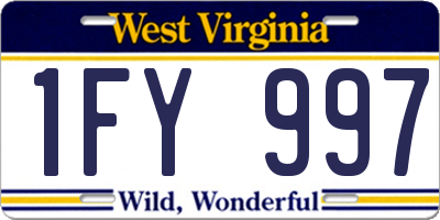 WV license plate 1FY997