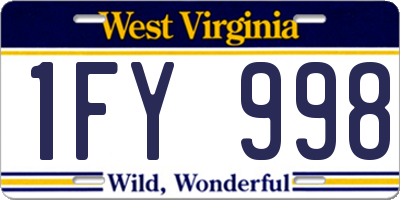 WV license plate 1FY998