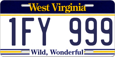 WV license plate 1FY999