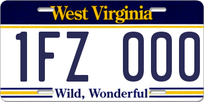 WV license plate 1FZ000