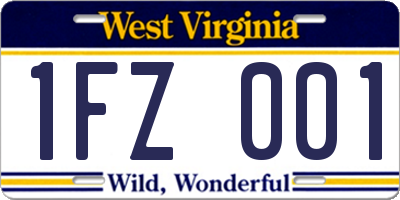 WV license plate 1FZ001