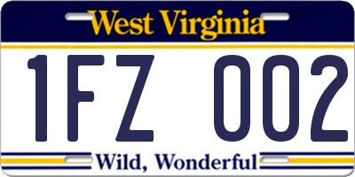 WV license plate 1FZ002