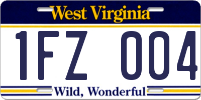 WV license plate 1FZ004