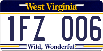 WV license plate 1FZ006
