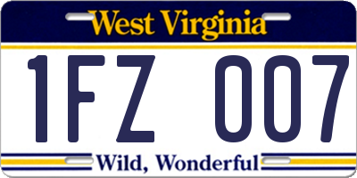WV license plate 1FZ007