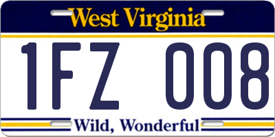 WV license plate 1FZ008