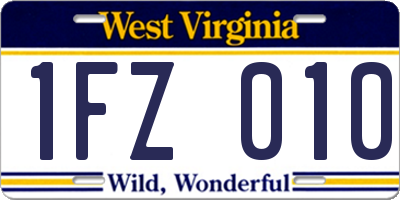 WV license plate 1FZ010