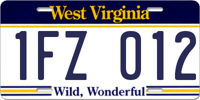 WV license plate 1FZ012