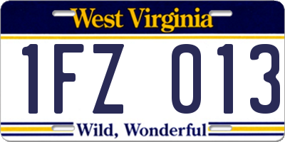 WV license plate 1FZ013