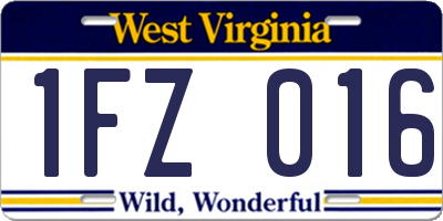 WV license plate 1FZ016