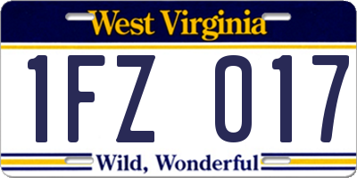 WV license plate 1FZ017