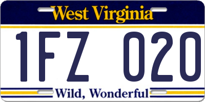 WV license plate 1FZ020