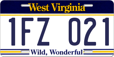 WV license plate 1FZ021