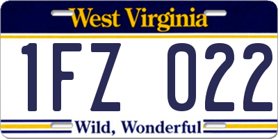 WV license plate 1FZ022