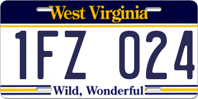 WV license plate 1FZ024