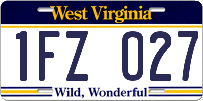 WV license plate 1FZ027