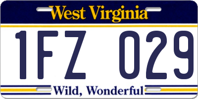WV license plate 1FZ029